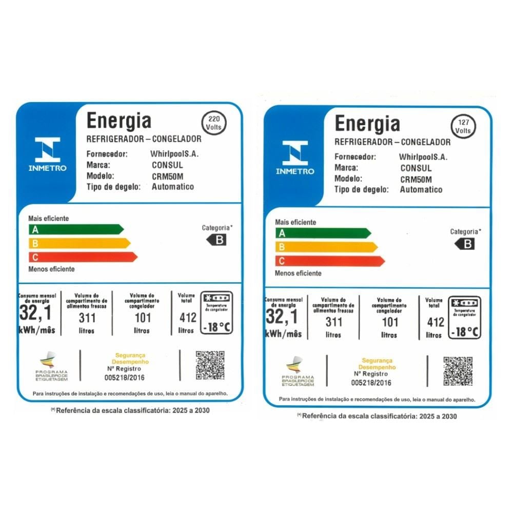 Refrigerador Geladeira Consul Frost Free Duplex 412 Litros CRM50MK
