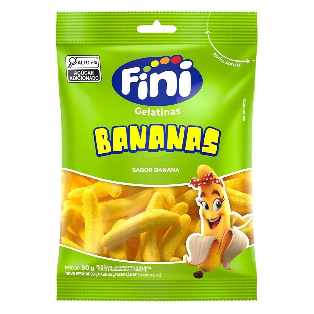 Bala De Gelatina Bananas Fini - 80g