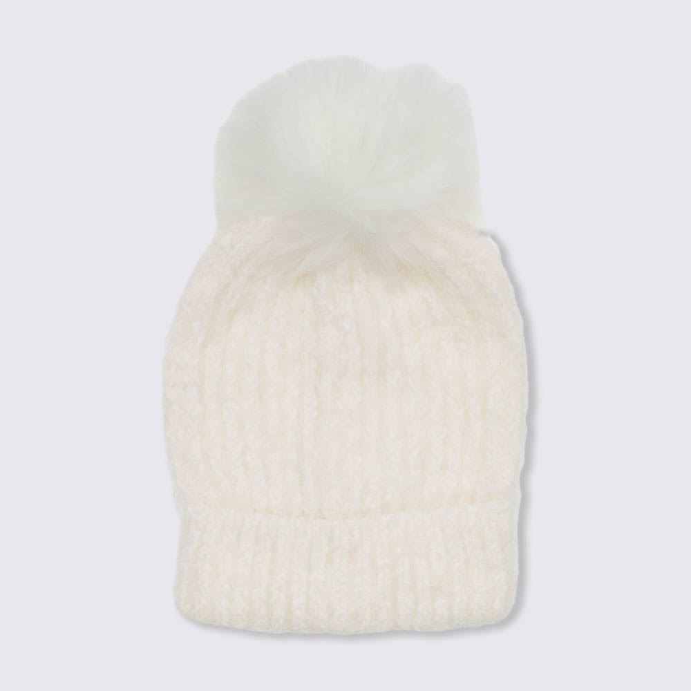 Gorro Tamanho Único Tricot Canelado Com Pompom Patrícia Foster - OFF WHITE U