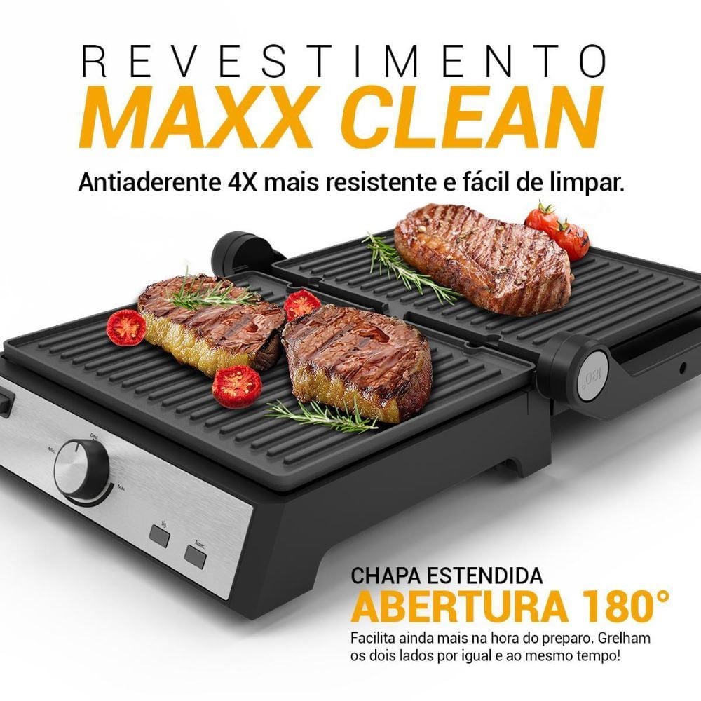 Grill Philco 2 em 1 Chapa com abertura 180° PGR50A