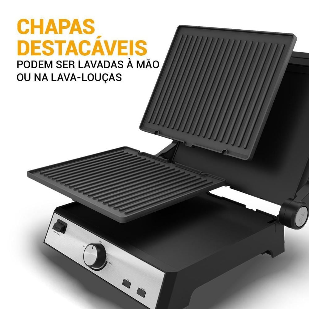 Grill Philco 2 em 1 Chapa com abertura 180° PGR50A