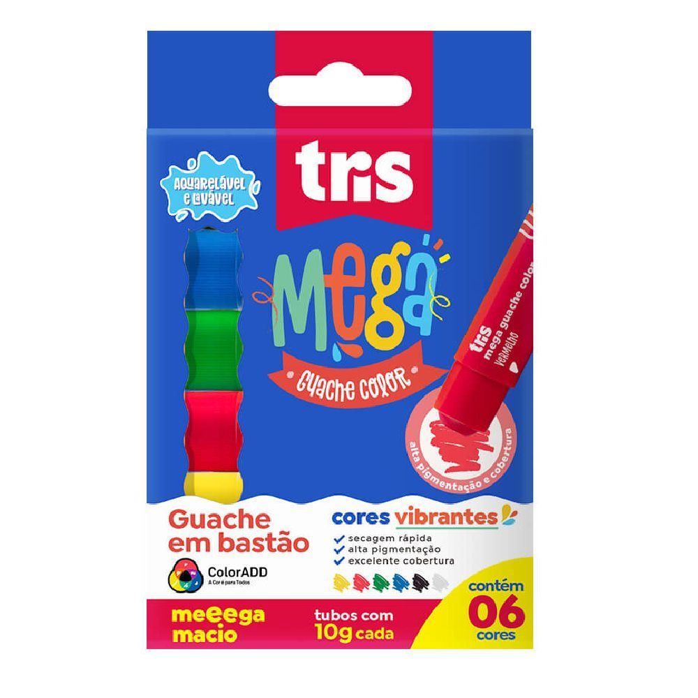 Guache em Bastão Tris - 6 Cores