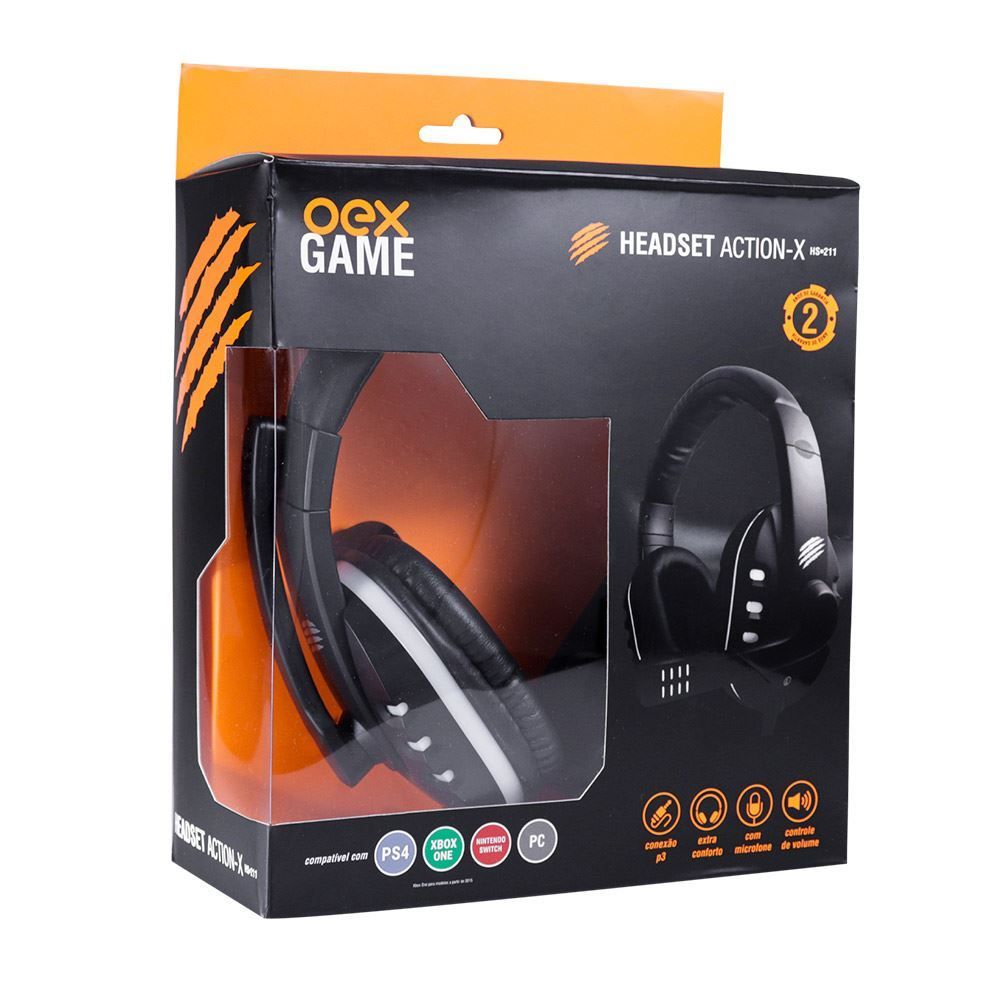 Headset Gamer Action-X Oex - Preto