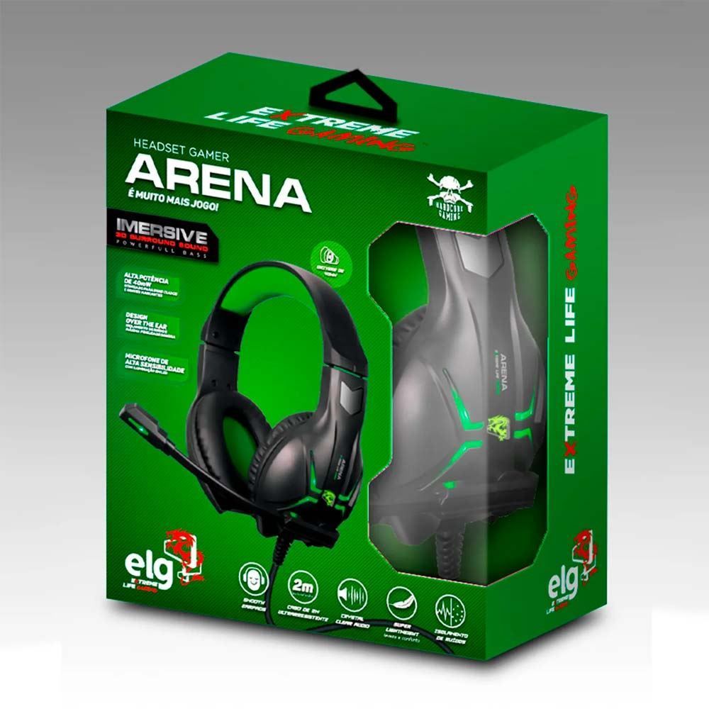 Headset Gamer Arena Hgar Elg - Preto