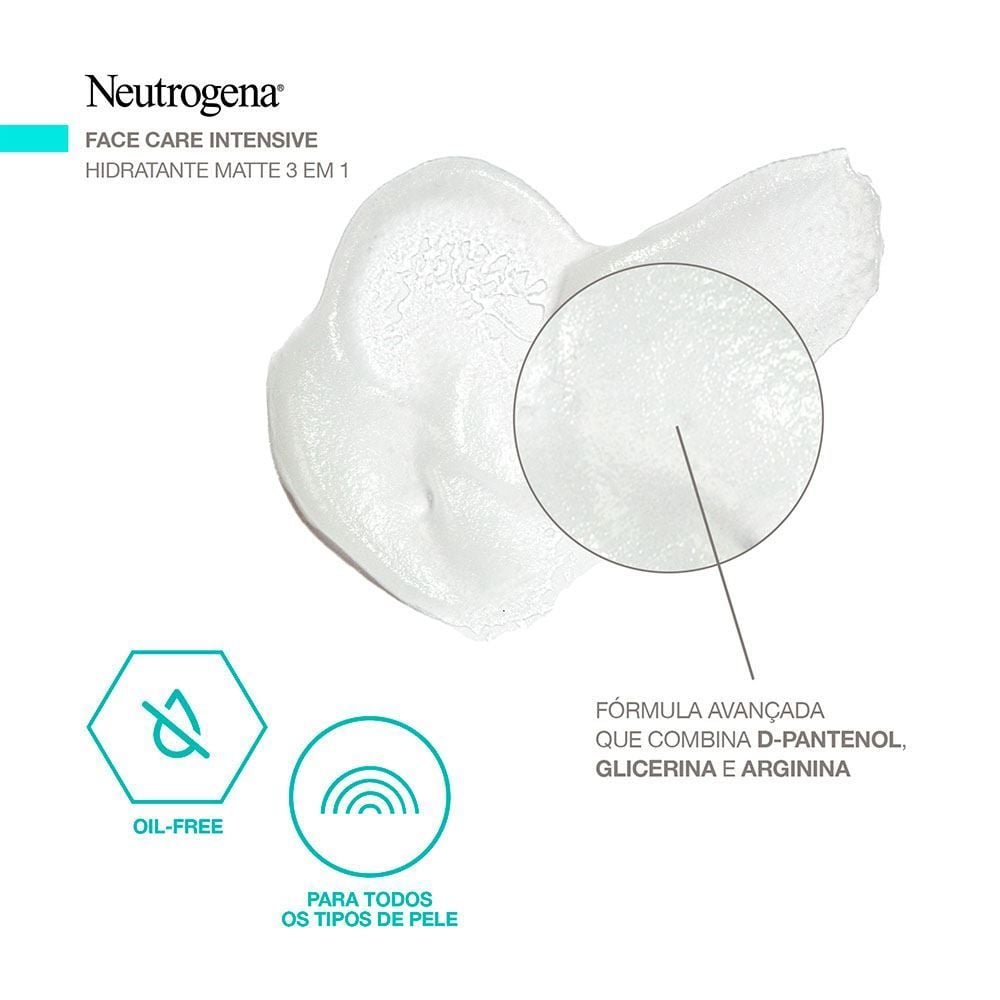 Hidratante Facial Matte 3 Em 1 Neutrogena Face Care Intensive - 100g