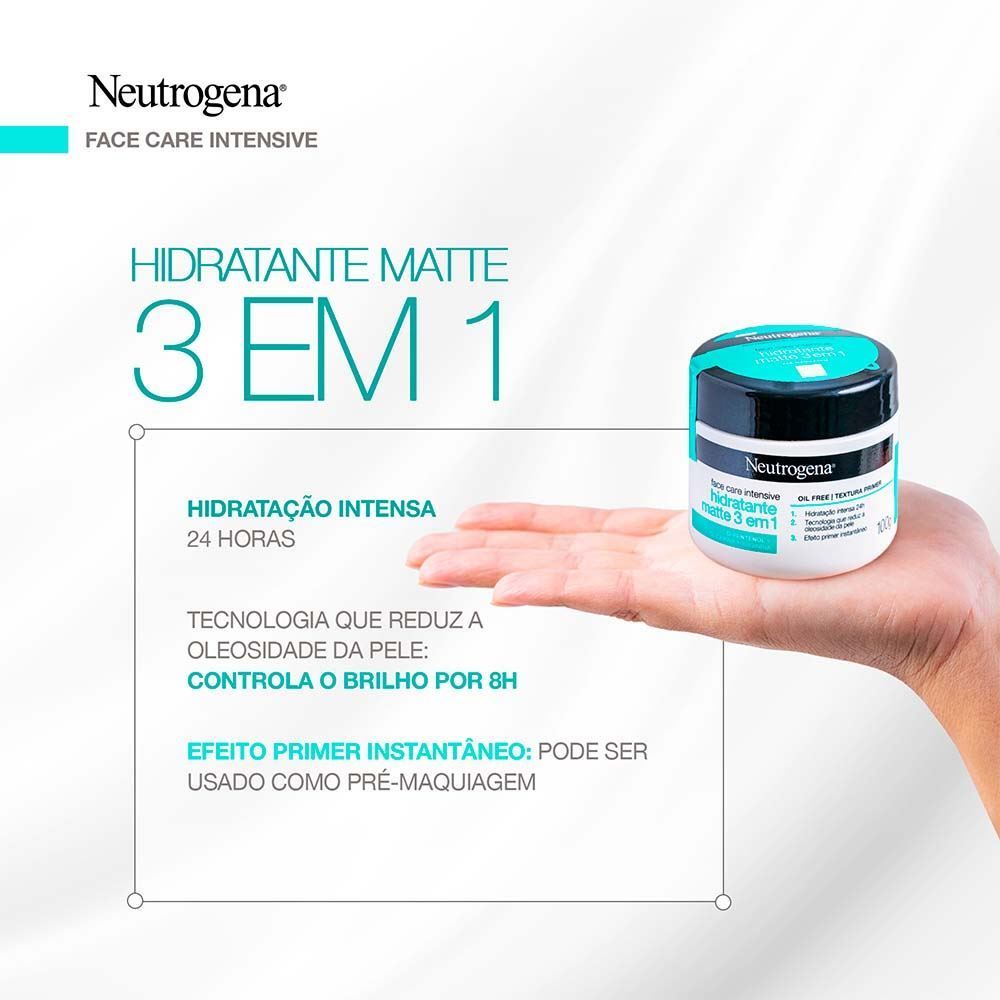 Hidratante Facial Matte 3 Em 1 Neutrogena Face Care Intensive - 100g