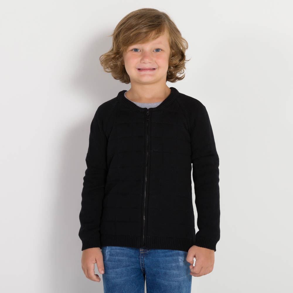 Jaqueta 4 a 10 anos Tricot Zíper Matelassê Hot Dog