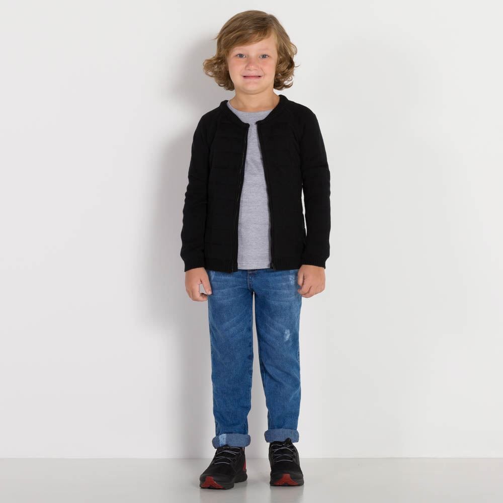 Jaqueta 4 a 10 anos Tricot Zíper Matelassê Hot Dog