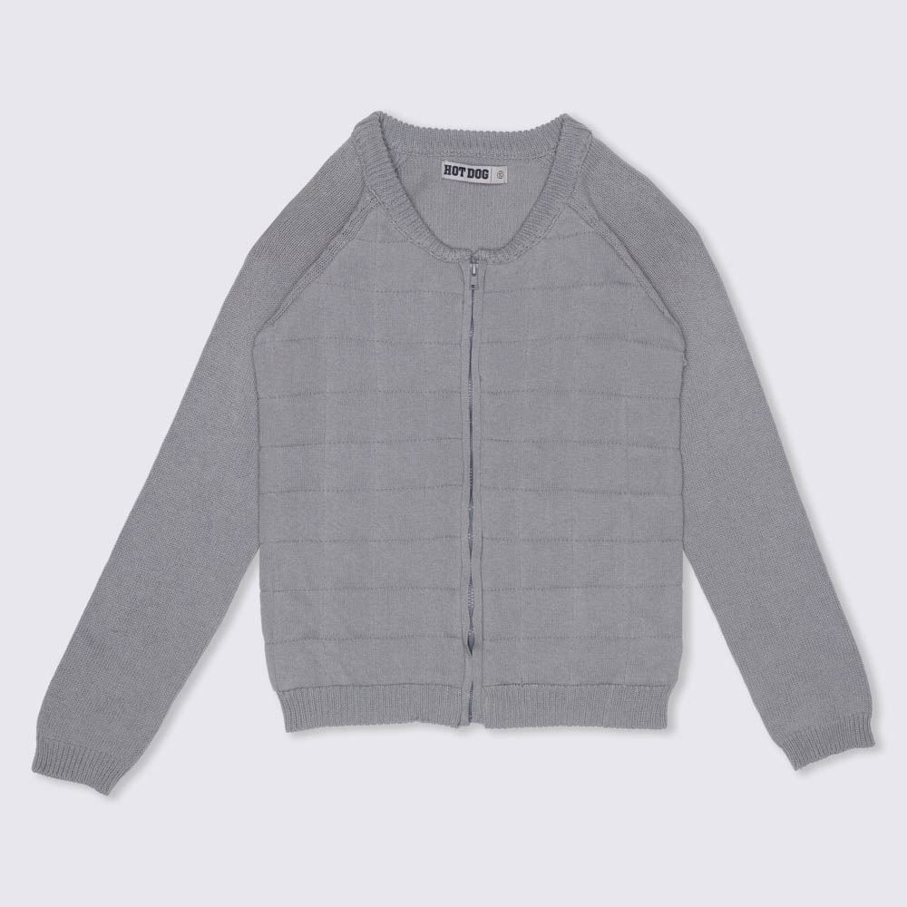 Jaqueta 4 a 10 anos Tricot Zíper Matelassê Hot Dog