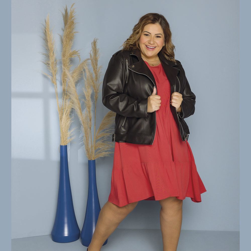 Jaqueta Biker Couro Sintético Patrícia Foster Mais