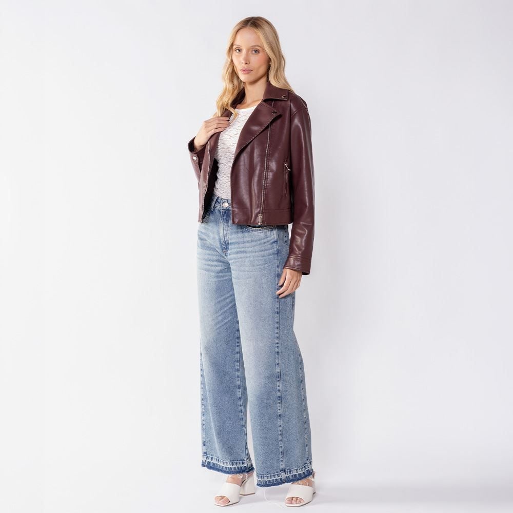 Jaqueta Biker Feminina De Couro Sintético Boby Blues