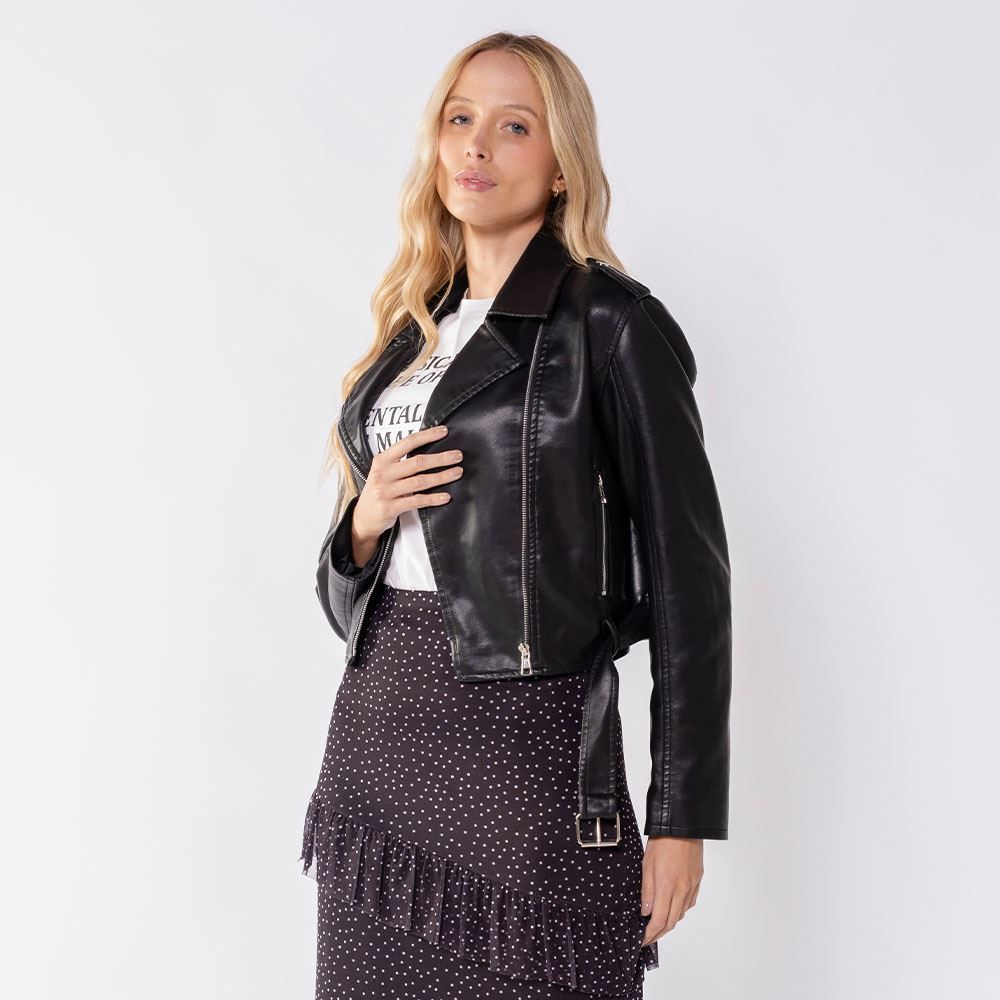 Jaqueta Biker Feminina De Couro Sintético Boby Blues