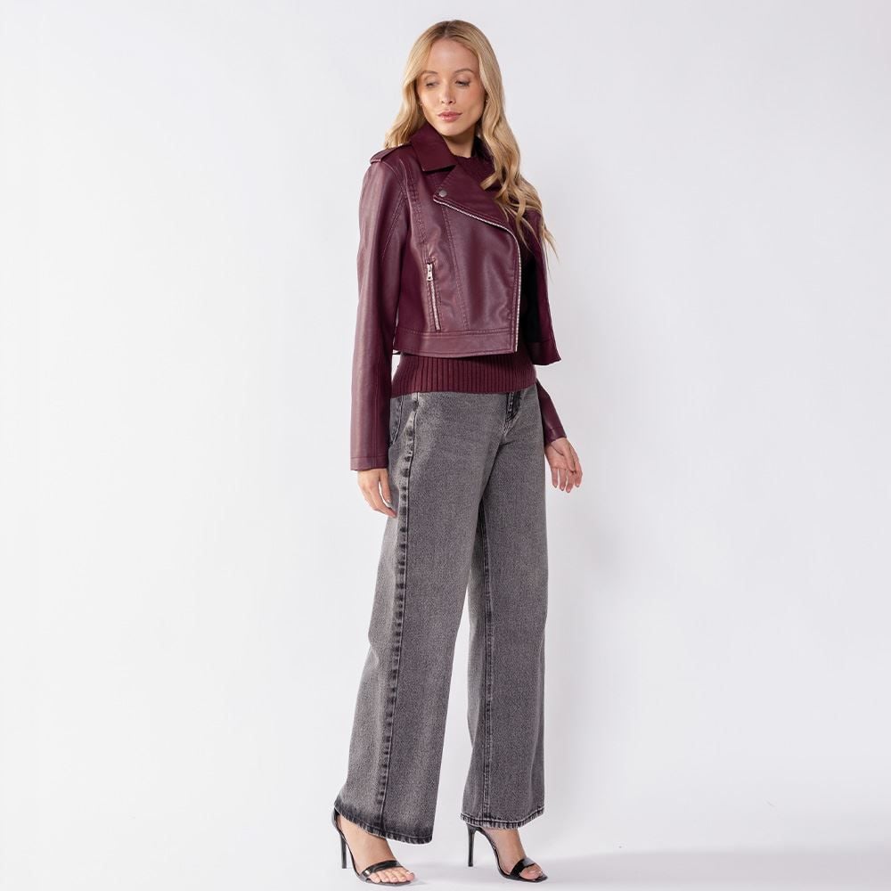 Jaqueta Biker Feminina De Couro Sintético Boby Blues