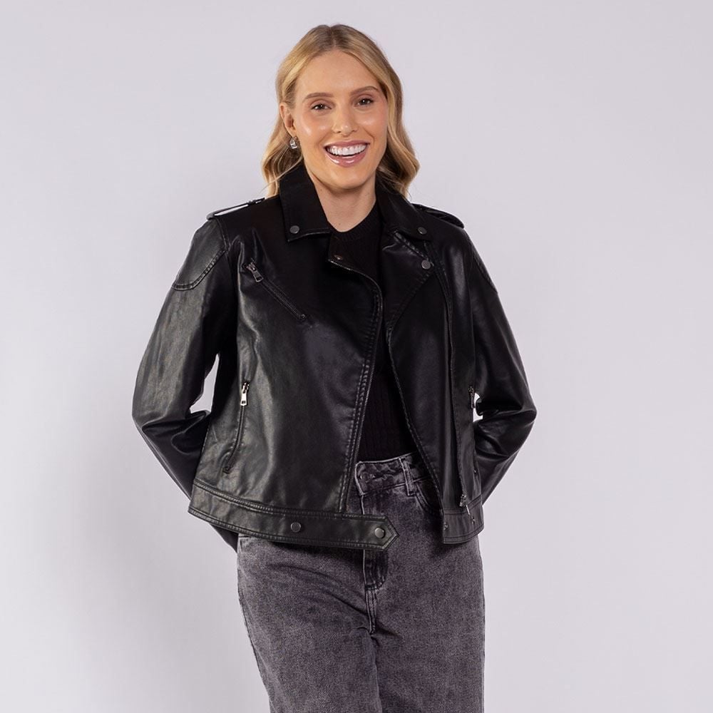 Jaqueta Biker Feminina Em PU Patricia Foster
