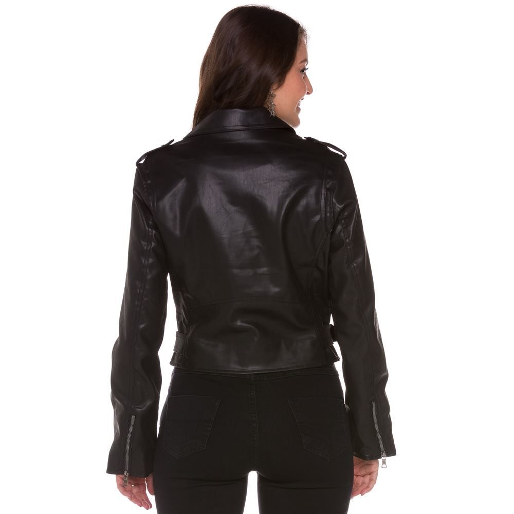 Jaqueta Biker PU com Fivela Patrícia Foster