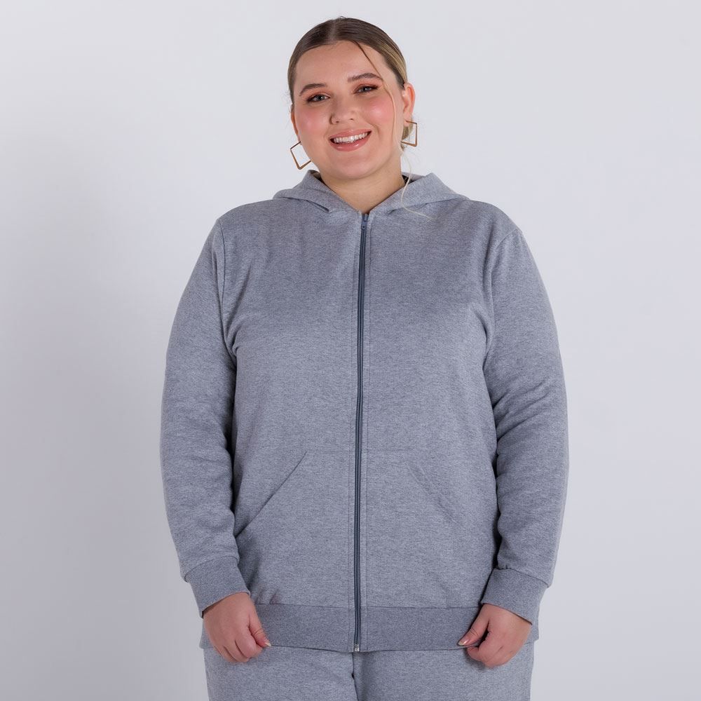 Jaqueta de Moletom Feminina Plus Size Patrícia Foster Mais