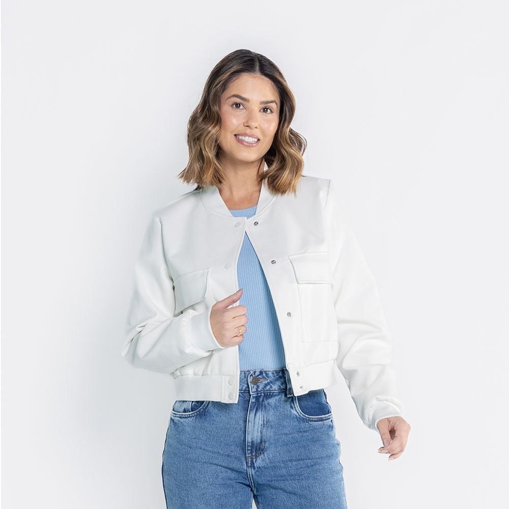 Jaqueta Feminina Bomber De Couro Sintético Boby Blues