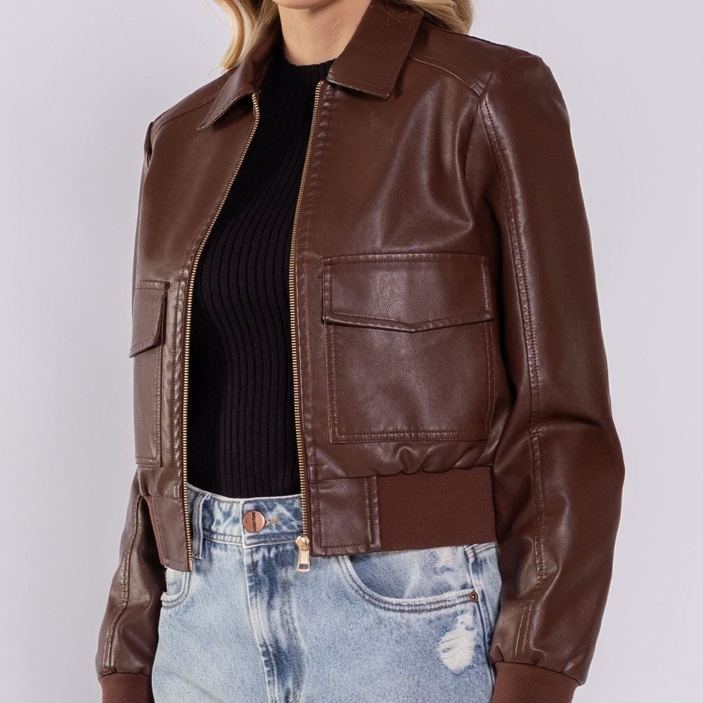 Jaqueta Feminina Bomber Em PU Boby Blues