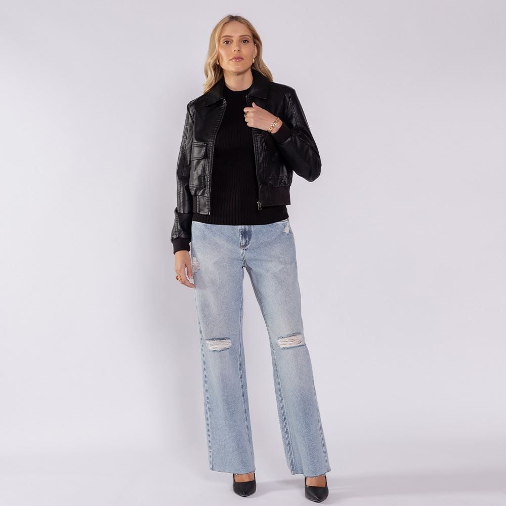 Jaqueta Feminina Bomber Em PU Boby Blues