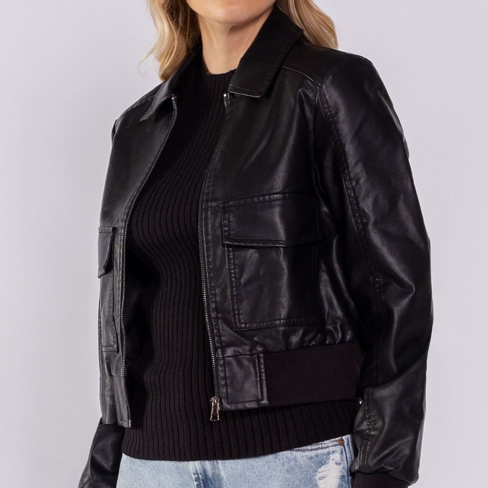 Jaqueta Feminina Bomber Em PU Boby Blues