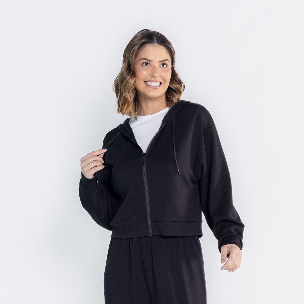 Jaqueta Feminina Com Capuz De Malha Viscose Boby Blues