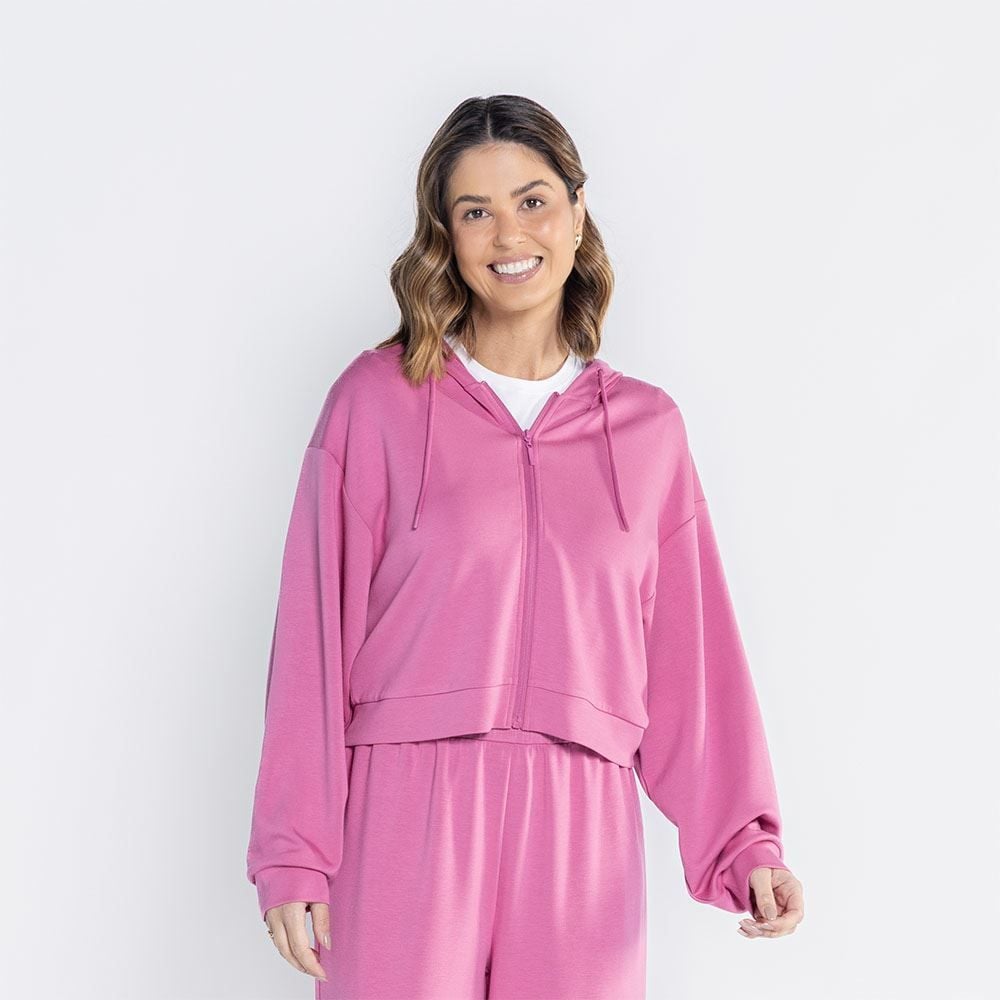 Jaqueta Feminina Com Capuz De Malha Viscose Boby Blues