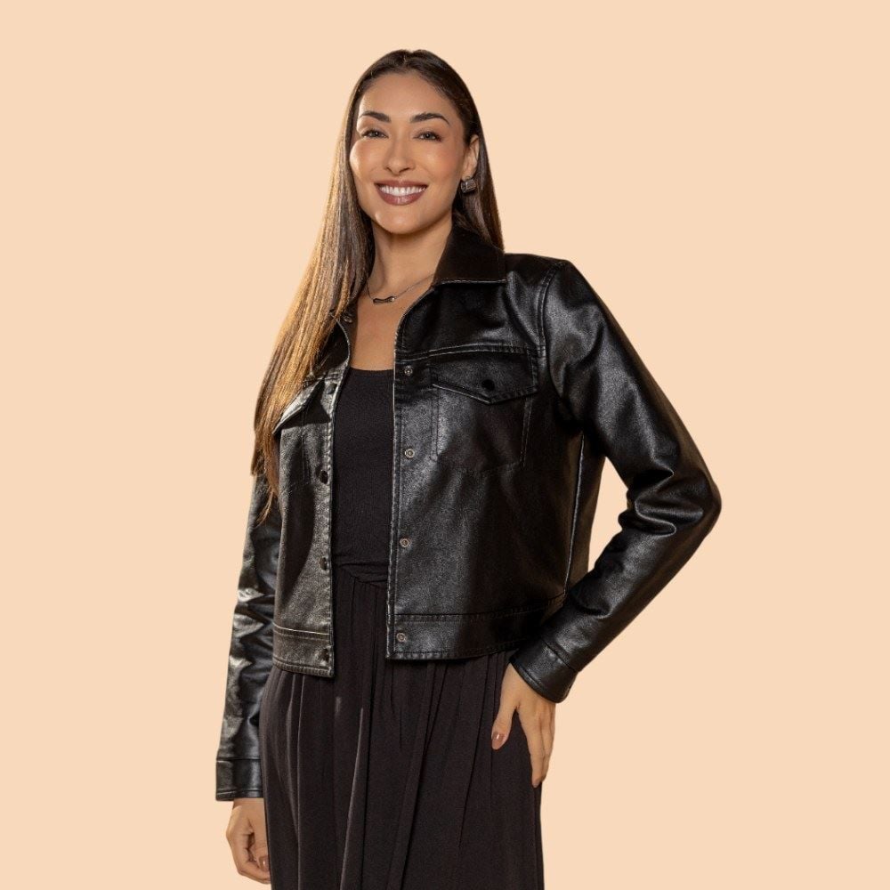 Jaqueta Feminina De Couro Sintético Boby Blues