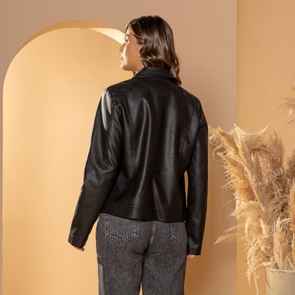 Jaqueta Feminina De Couro Sintético Patricia Foster