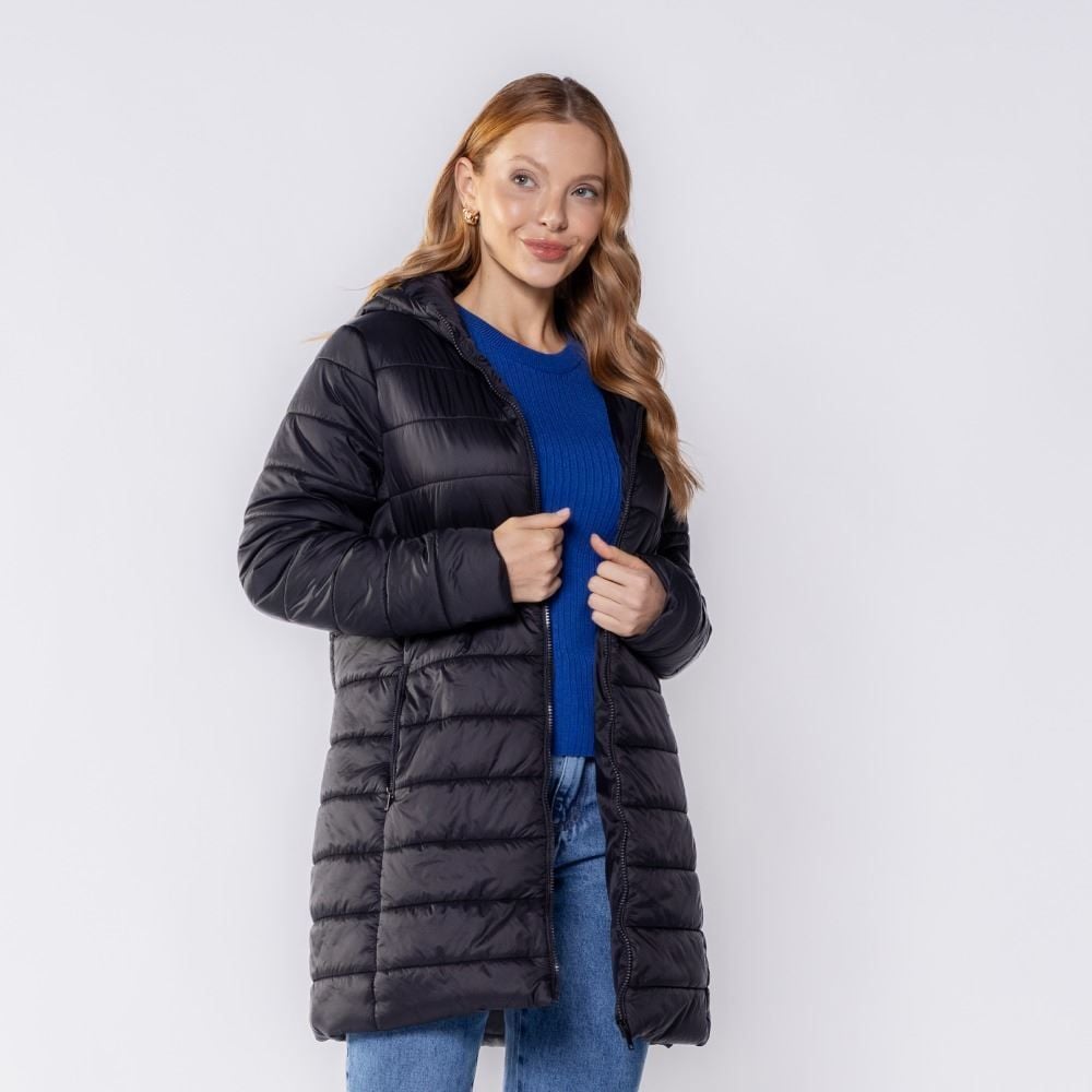 Jaqueta Feminina De Nylon Alongada Patricia Foster