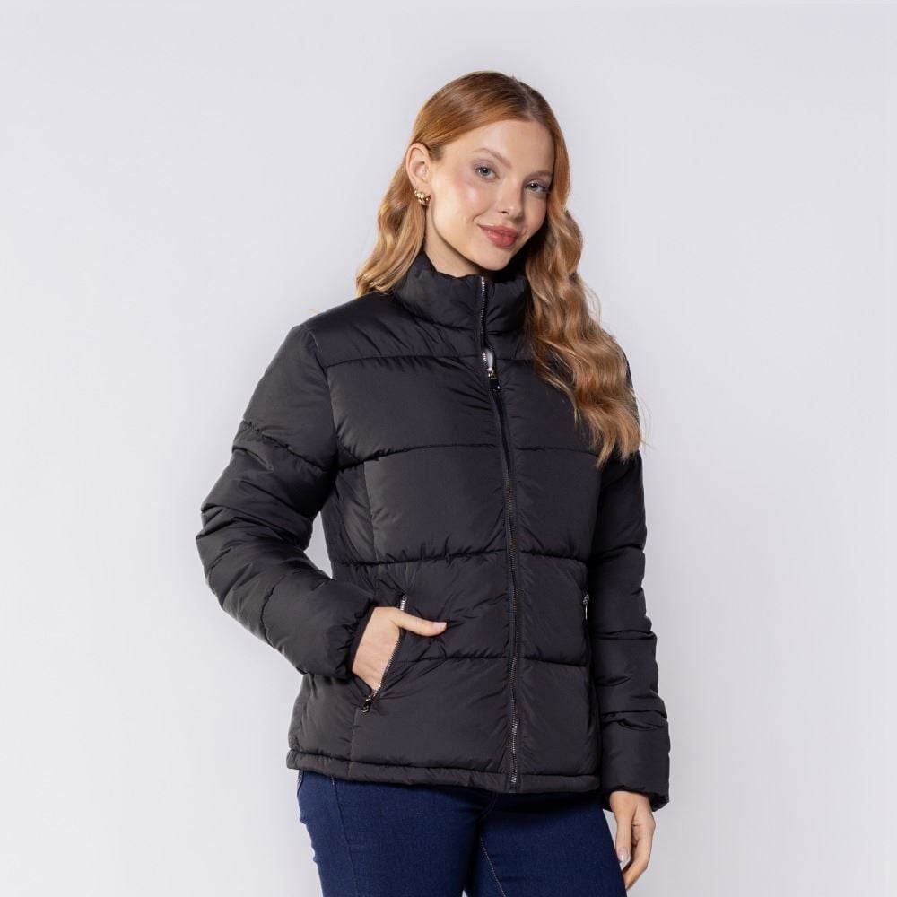 Jaqueta Feminina De Nylon Com Forro De Veludo Patricia Foster