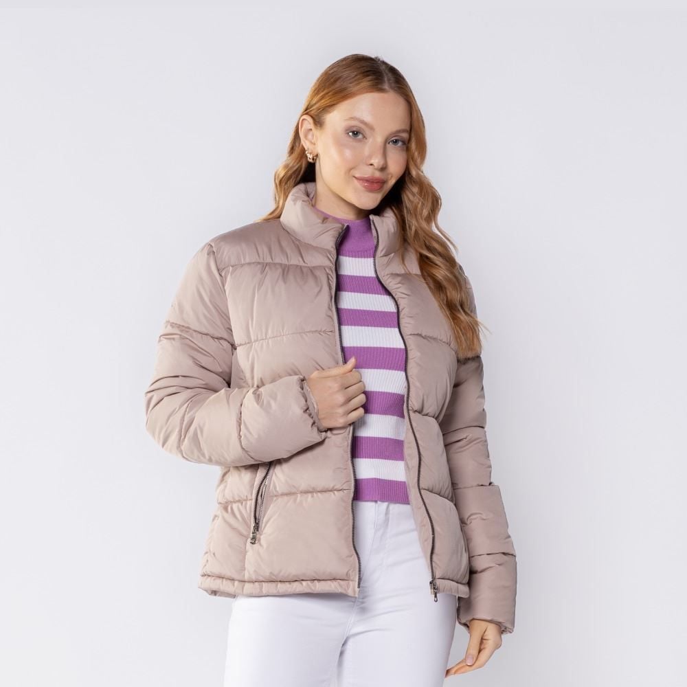 Jaqueta Feminina De Nylon Com Forro De Veludo Patricia Foster