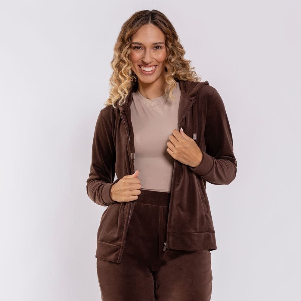 Jaqueta Feminina Esportiva Em Plush Com Capuz Scream