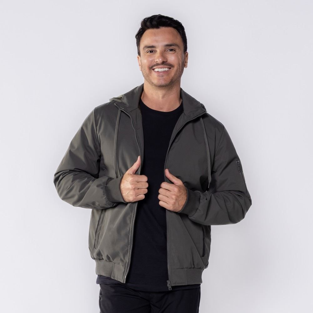 Jaqueta Masculina Bomber Com Capuz Marc Alain