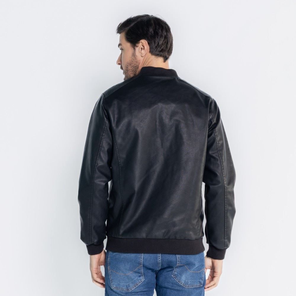 Jaqueta Masculina Bomber De Couro Sintético Marc Alain