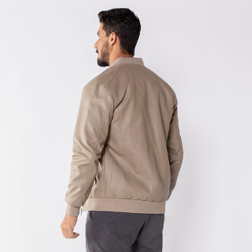 Jaqueta Masculina Bomber De Couro Sintético Marc Alain