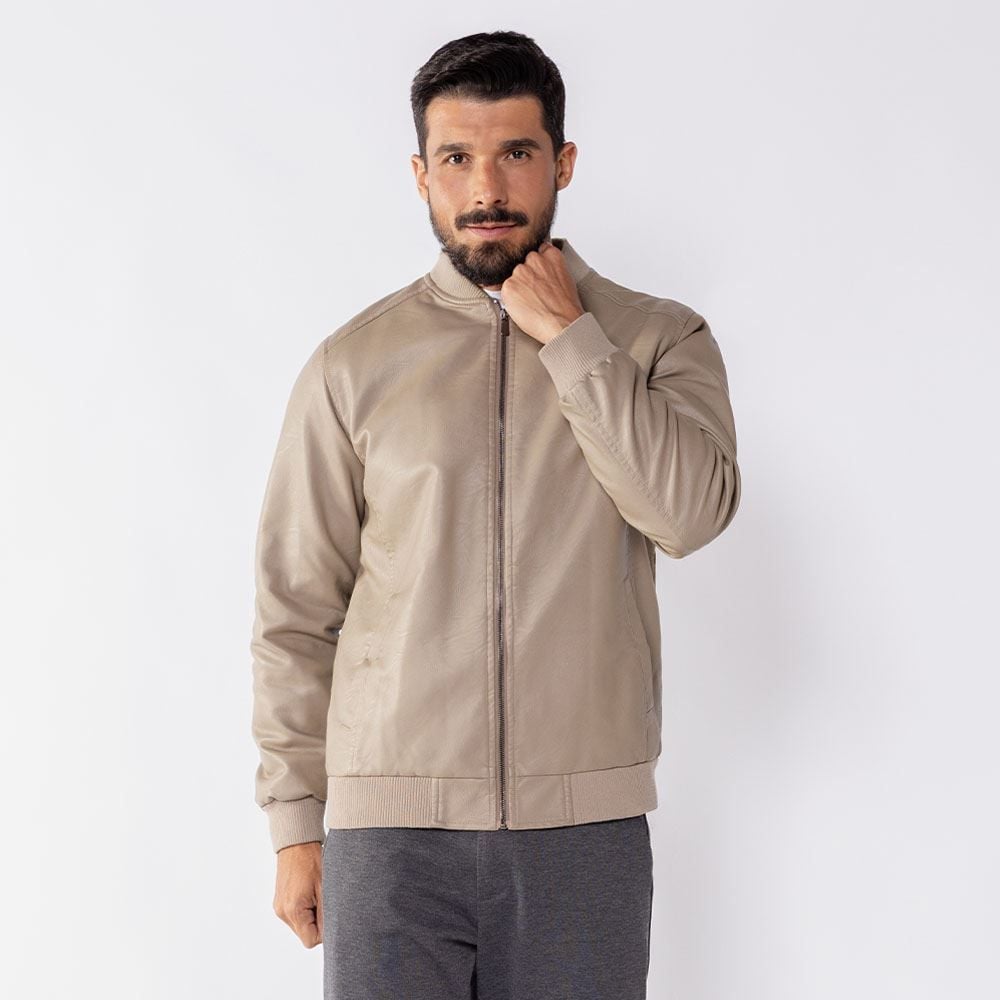 Jaqueta Masculina Bomber De Couro Sintético Marc Alain