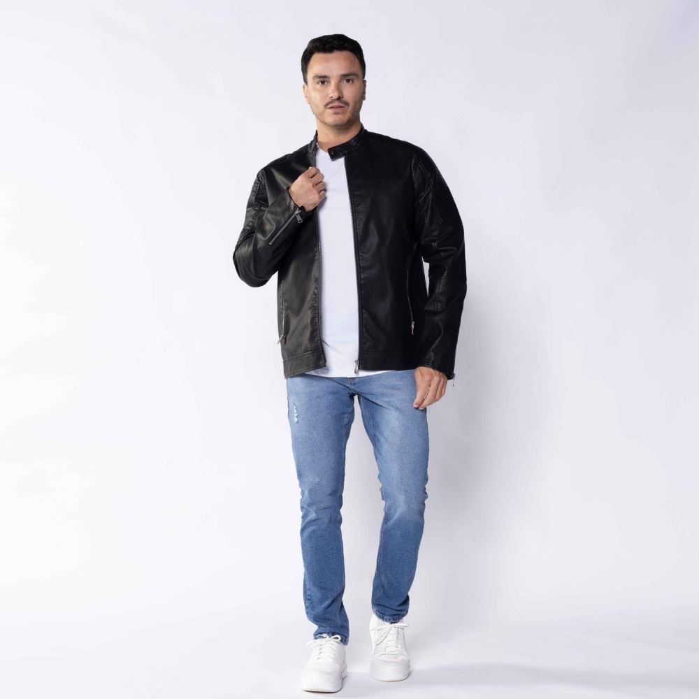 Jaqueta Masculina De Couro Sintético Marc Alain
