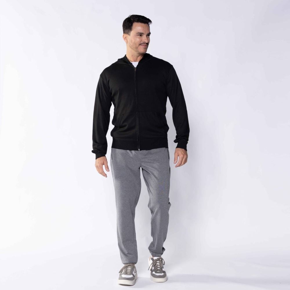 Jaqueta Masculina De Tricot Com Capuz Marc Alain