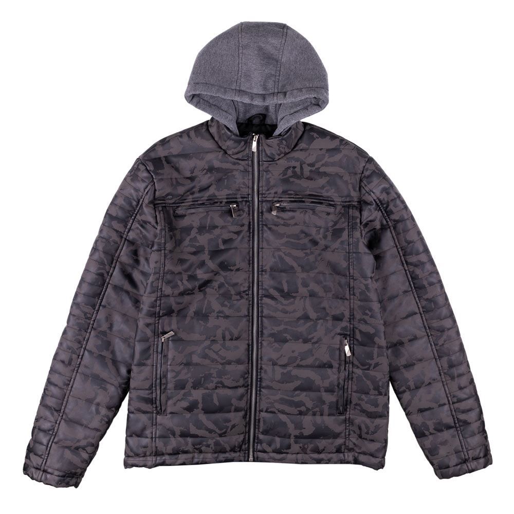 Jaqueta Masculino PU com Capuz de Moletom Thing