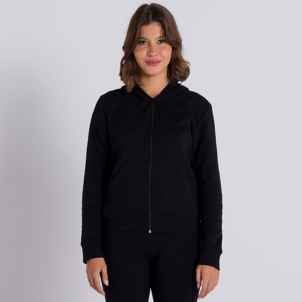 Jaqueta Moletom Básico com Capuz Patrícia Foster