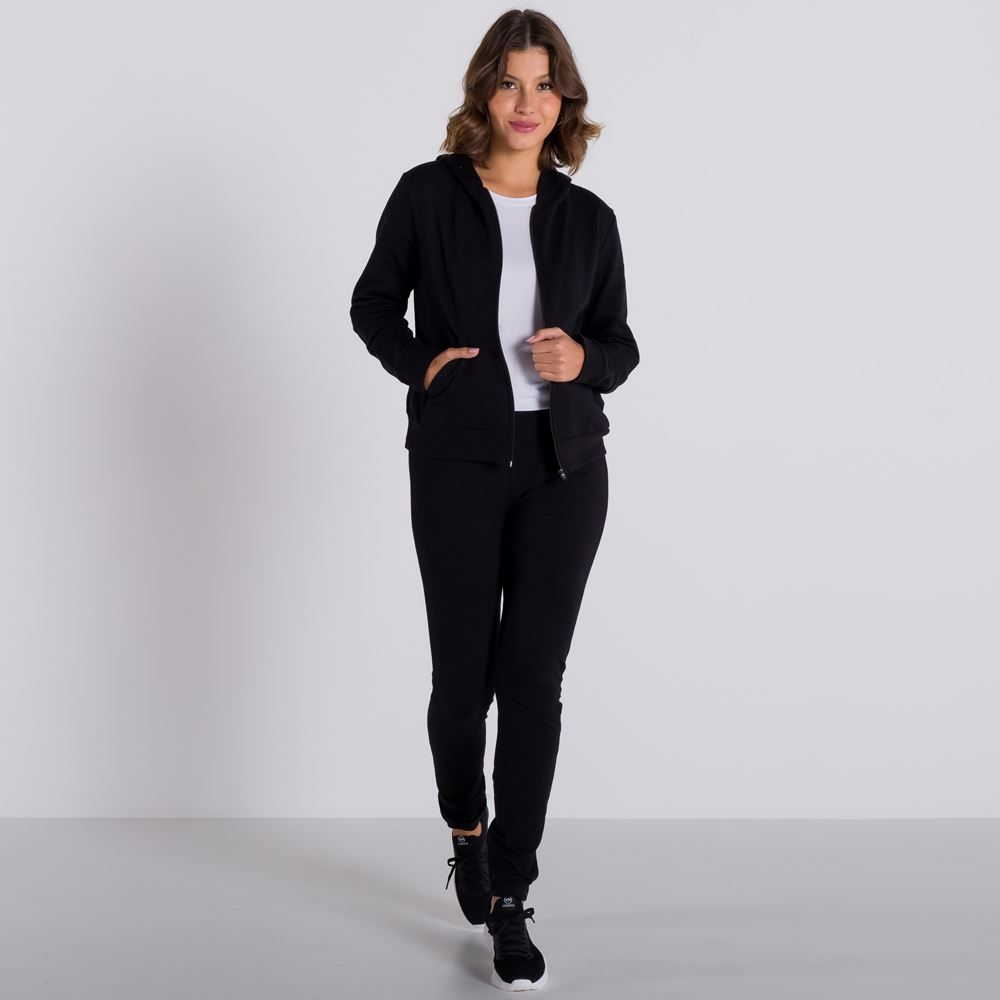 Jaqueta Moletom Básico com Capuz Patrícia Foster