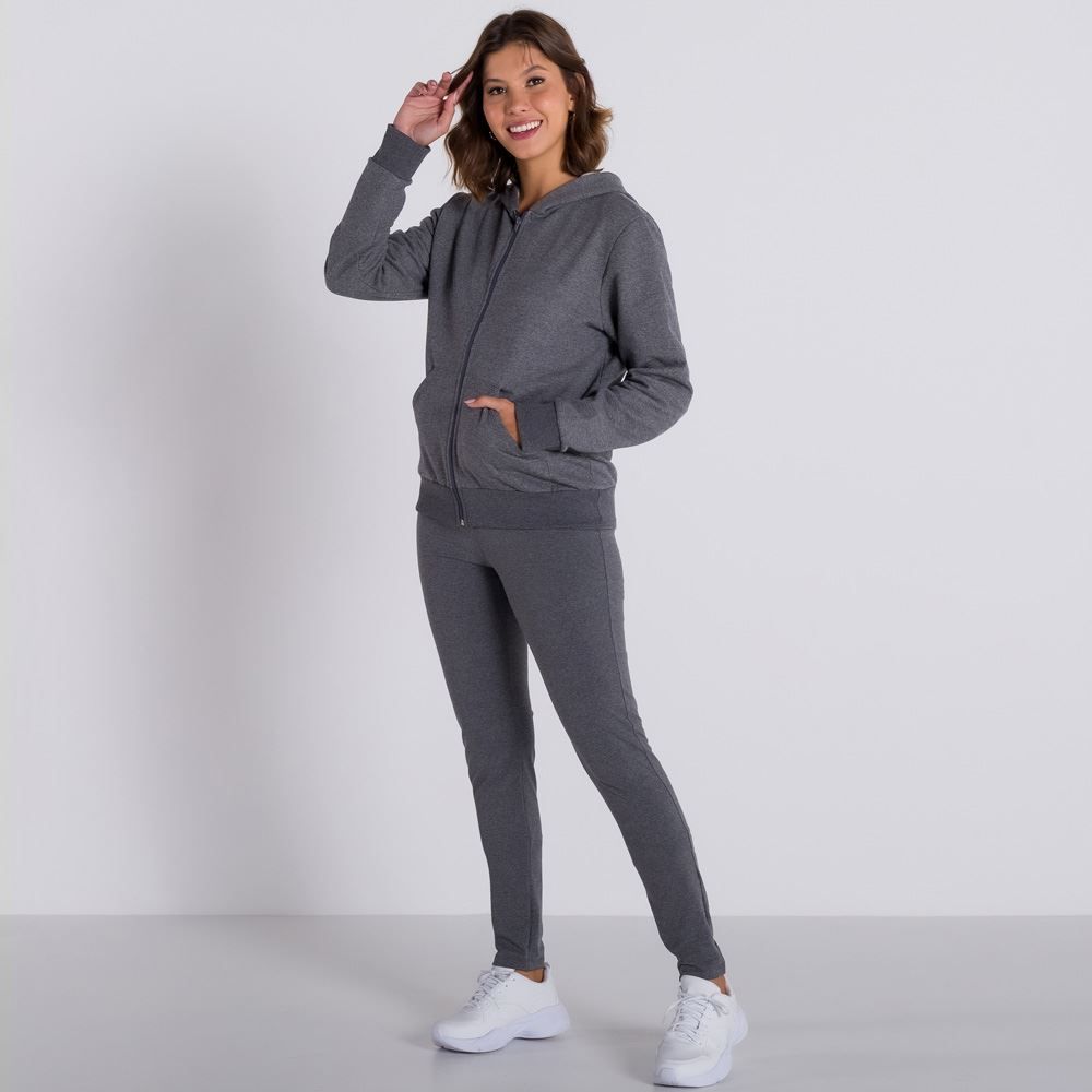 Jaqueta Moletom Básico com Capuz Patrícia Foster