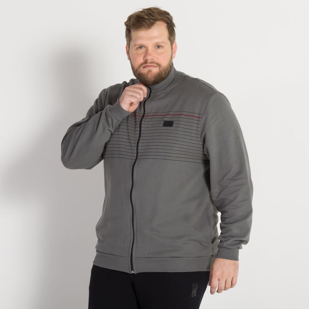 Jaqueta Plus Size Moletom Listras Felpado Colisão