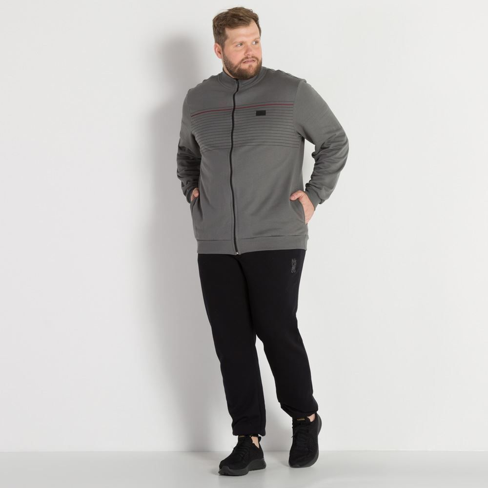 Jaqueta Plus Size Moletom Listras Felpado Colisão