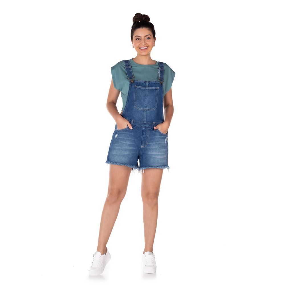 Jardineira Jeans com Puídos Patrícia Foster