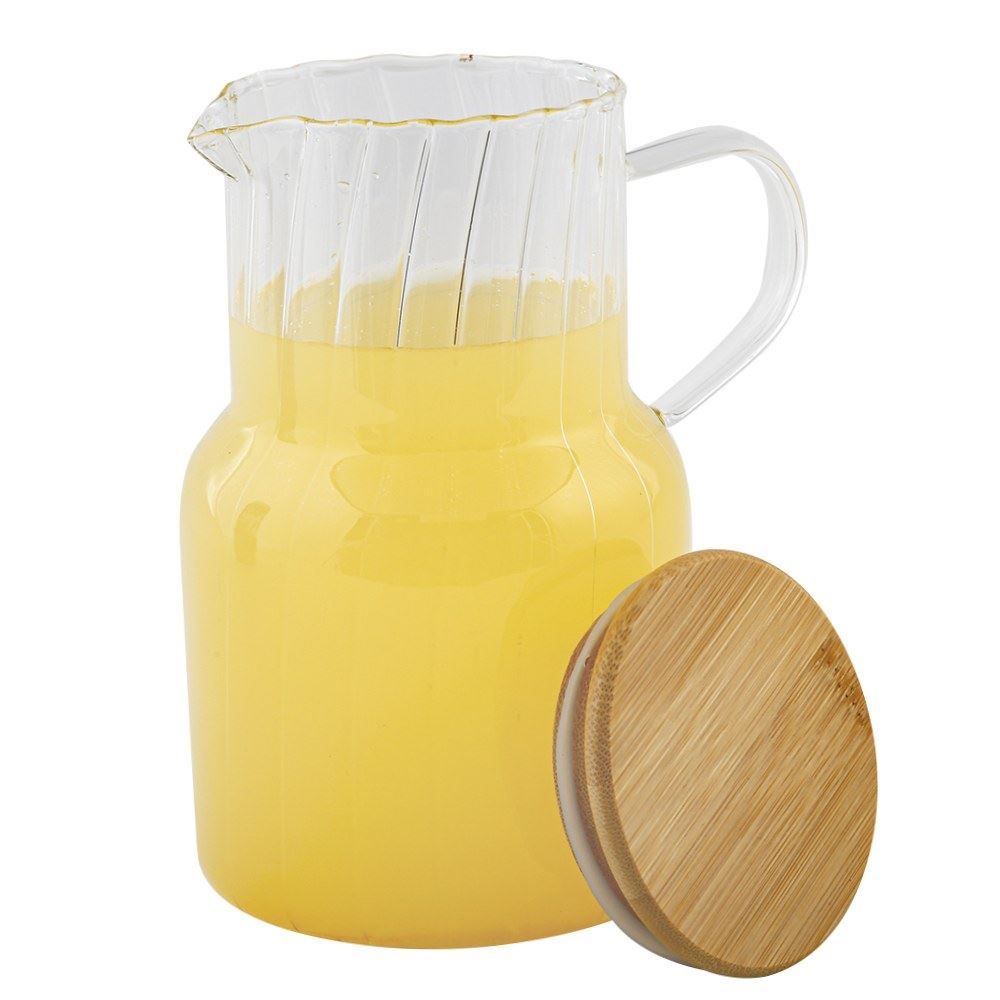 Jarra De Vidro Com Tampa De Bambu Classic Lyor 1 Litro - Transparente