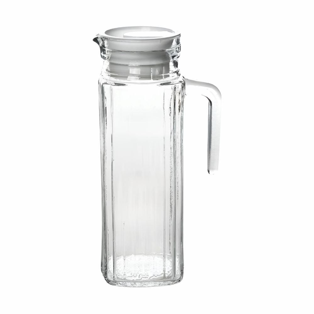 Jarra de Vidro com Tampa de Plástico Clink 1 Litro - Transparente e Branco