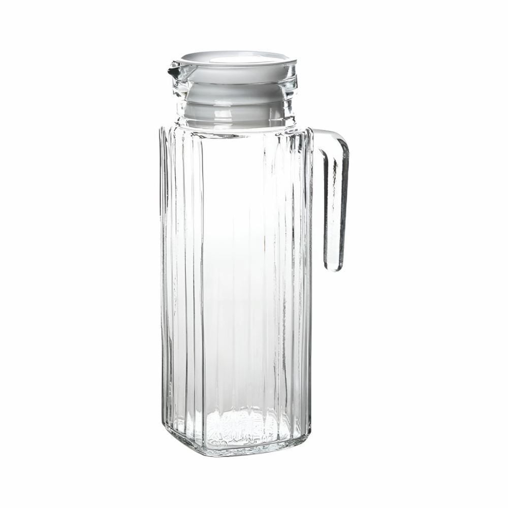 Jarra de Vidro com Tampa de Plástico Clink 1 Litro - Transparente e Branco