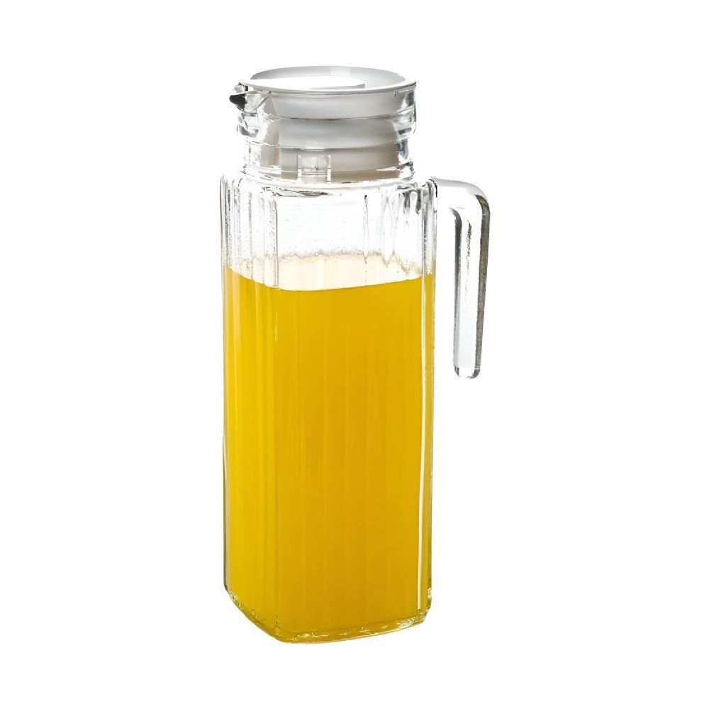 Jarra de Vidro com Tampa de Plástico Clink 1 Litro - Transparente e Branco