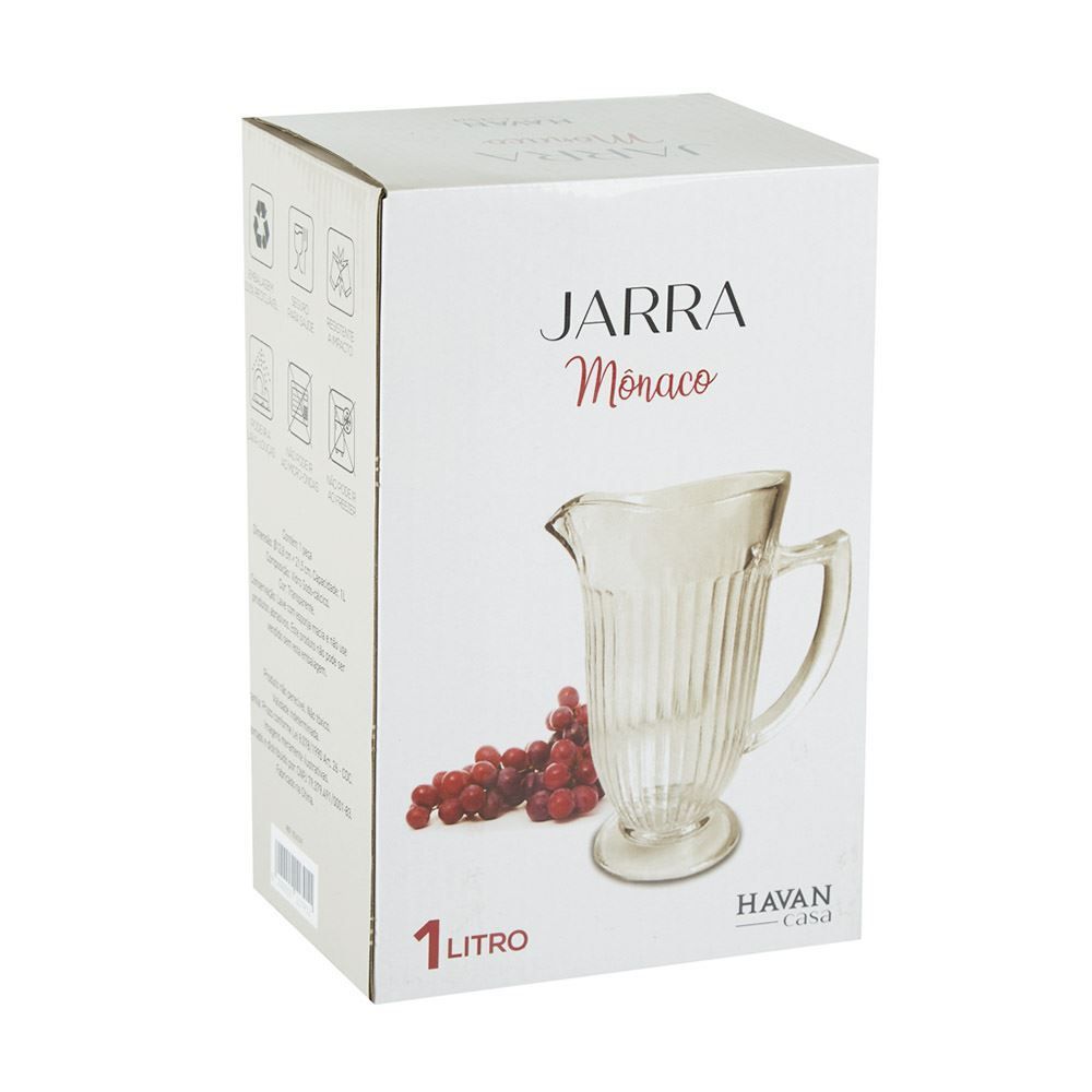 Jarra De Vidro Havan Casa Mônaco 1 Litro - Transparente 